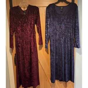 Lot of 2 Vtg 90s BRETT ALEXANDER 16 Purple Red Velvet Dress Witchy Whimsigoth